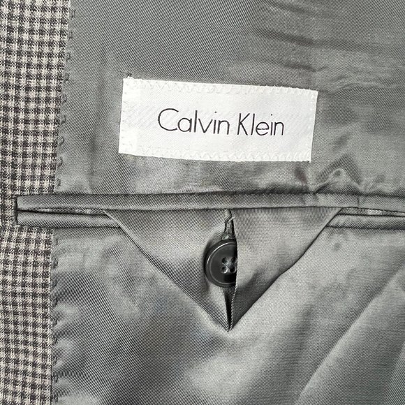 CALVIN KLEIN Blazer Jacket Sports Coat Men 38R Gray Check 100% Wool Professional - Picture 9 of 16